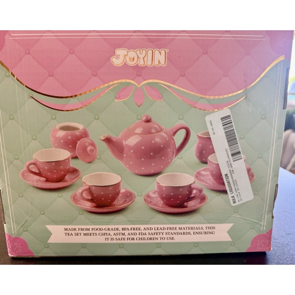 JOYIN Porcelain Tea Party Set Pink Polka dots 3 Yr & Up